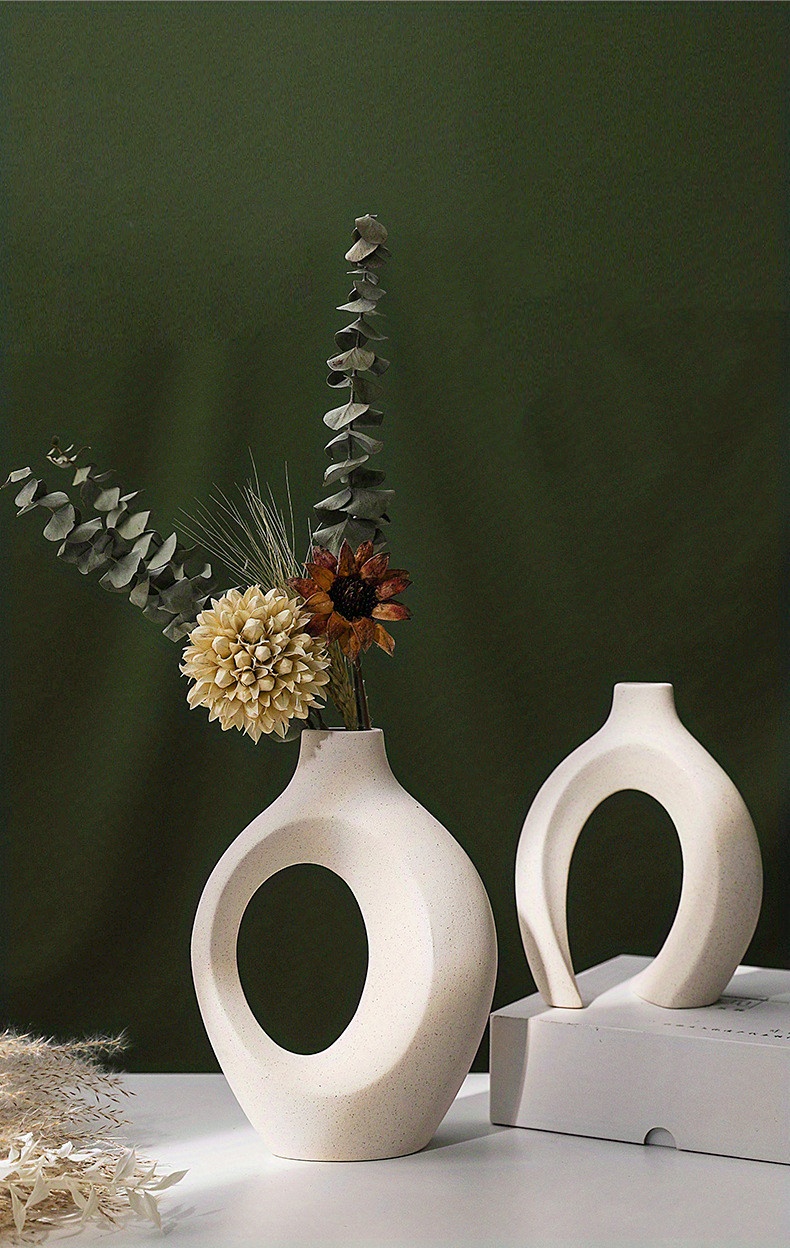 Jarrones de cerámica blanca Flores Jarrón de estilo nórdico