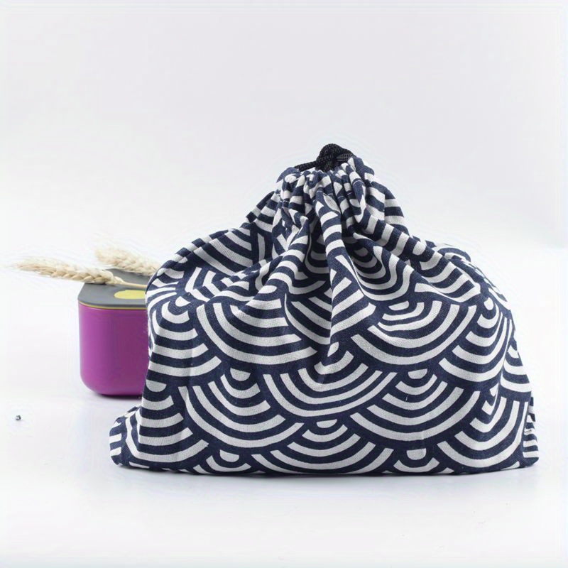 Drawstring Lunch Box Bag, Japanese Style Bento Box Bag, Linen