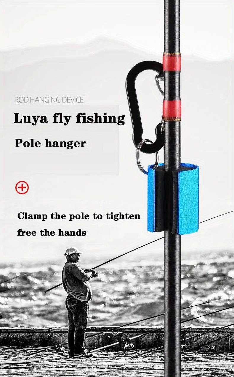 Portable Fishing Rod Holder Aluminum Alloy Telescopic Fishing Rod Hanging  Clamp Device With Carabiner Hanger Fishing