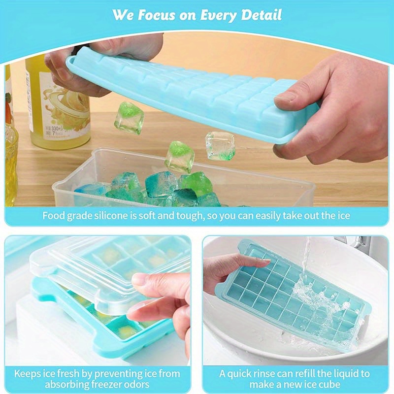 36 Bpa-free Silicone Ice Cube Tray With Lid, Bin, And Tong - 36