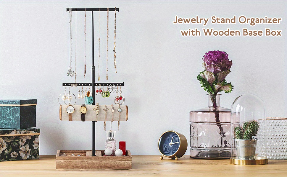 Tektalk Soporte para joyas, organizador de joyas, torre de joyas, estante  de exhibición de árbol, soporte de altura ajustable para collares,  pulseras