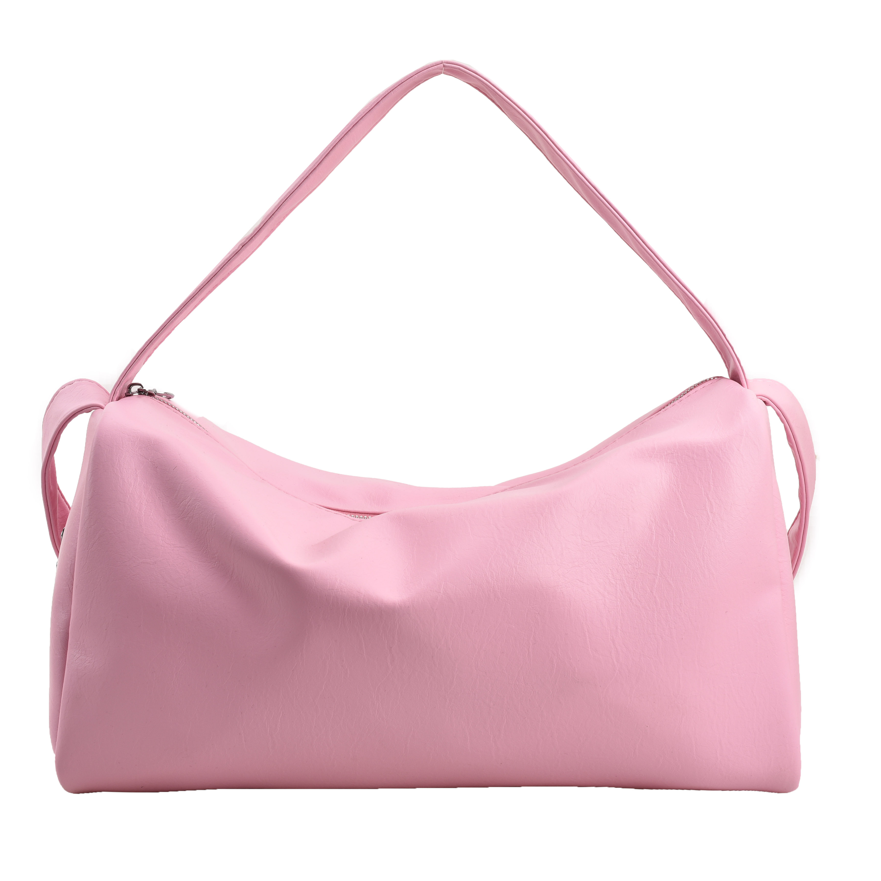 Pink Solid Artificial Leather Handbag