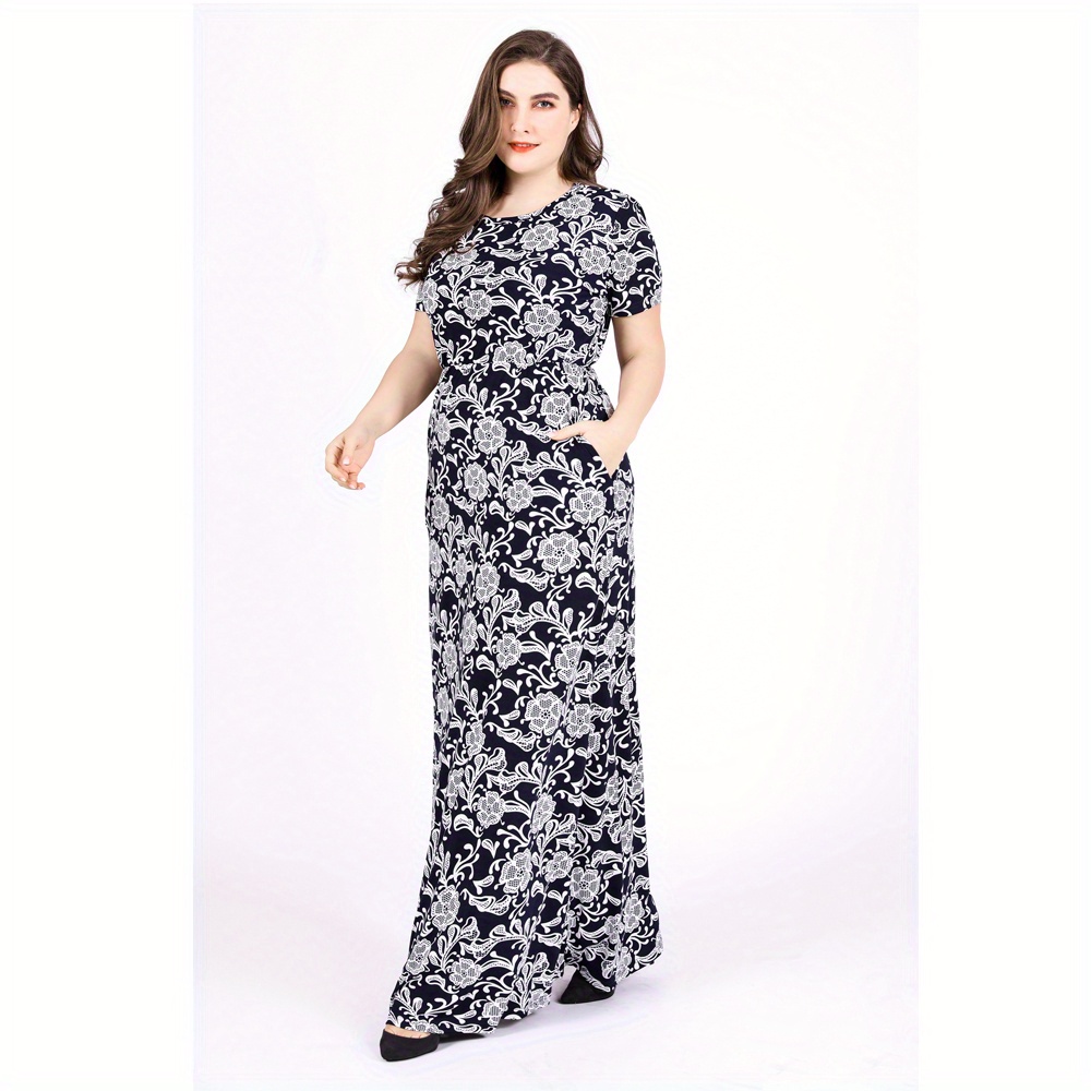 Plus Size Elegant Dress Womens Plus Floral Print Short Regionname 7354