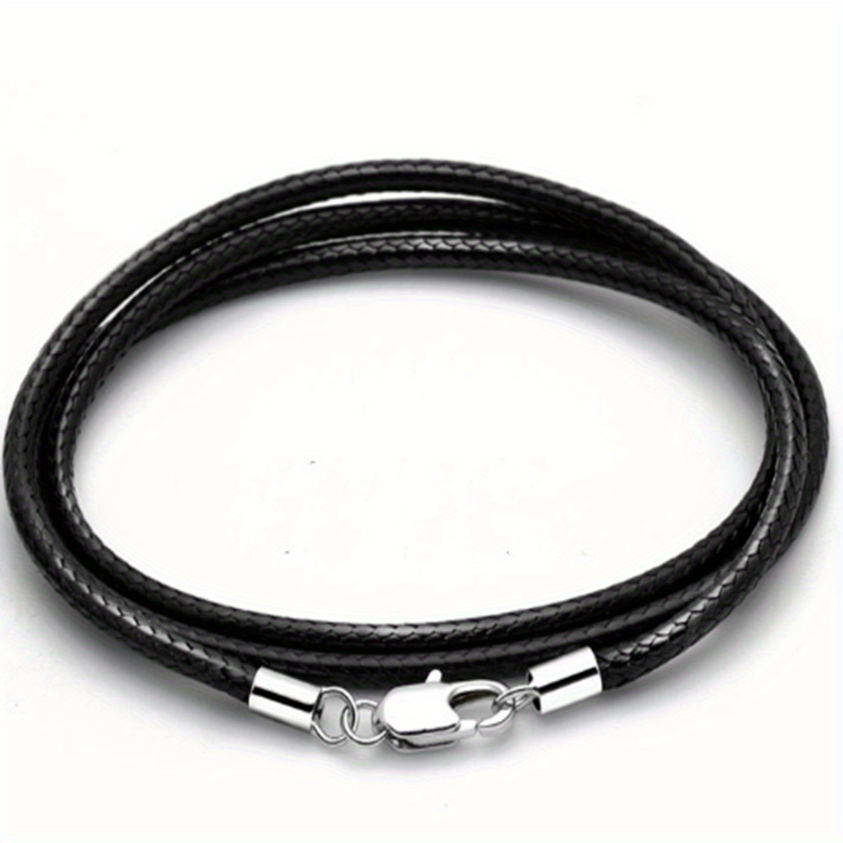 Men's 3mm Wax Cord Choker Necklace with Stainless Steel Clasp