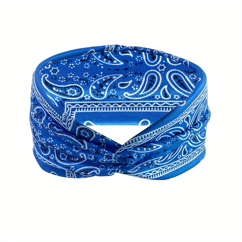 Boho Wide Brim Headbands Floral Elastic Sweatband