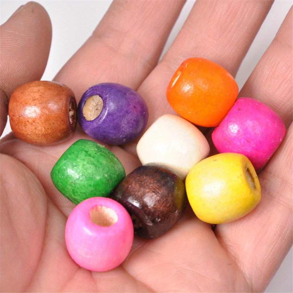 Cheriswelry 100pcs 5~6mm Round Natural Wood Beads Dyed Tiny Wooden Loose  Spacer Ball Beads Mixed Color Home Decorative Beads for DIY Macrame Rosary
