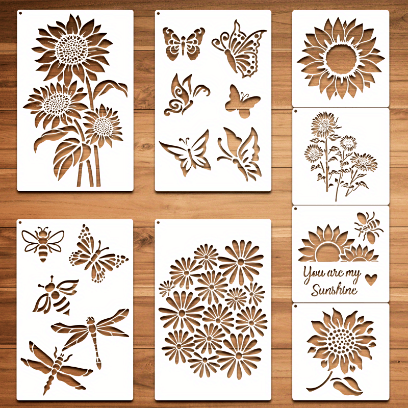60 PCS Wood Burning Stencils for Crafts Painting on Wood Flowering Plants  Bee Butterfly Pattern Stencil for Art Projects Scrapbooking Drawing Wall