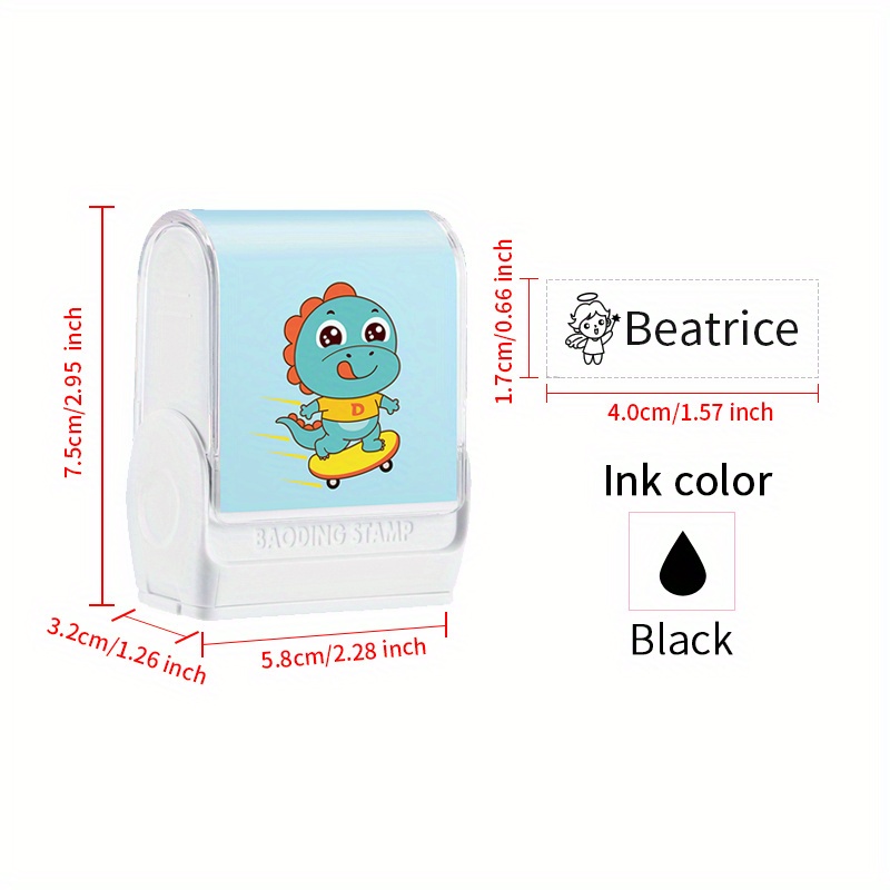  Customized Name Stamp Paints Personal Student Child Baby  Engraved Waterproof Non-Fading Kindergarten Name Seal (Blue and Sticker,51  x 63mm) : Office Products