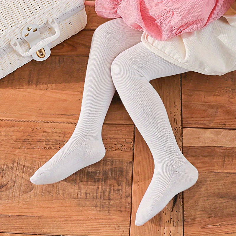 1 par de mallas blancas con decoración de lazo y encaje de malla para niña  pequeña, cómodas y versátiles para el uso diario, Mode de Mujer