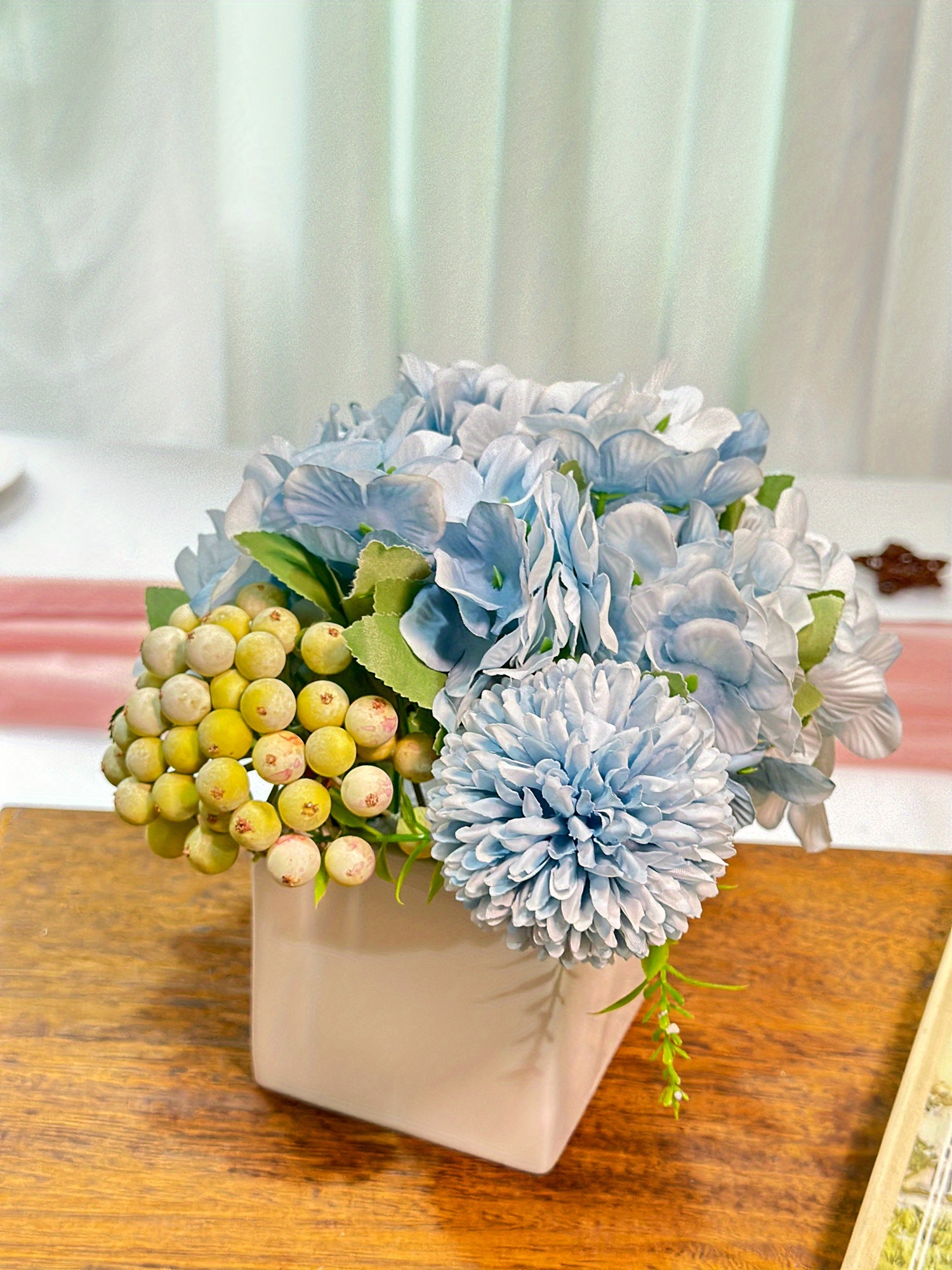 Artificial Flowers With Small Ceramic Vase Fake Silk Variety - Temu