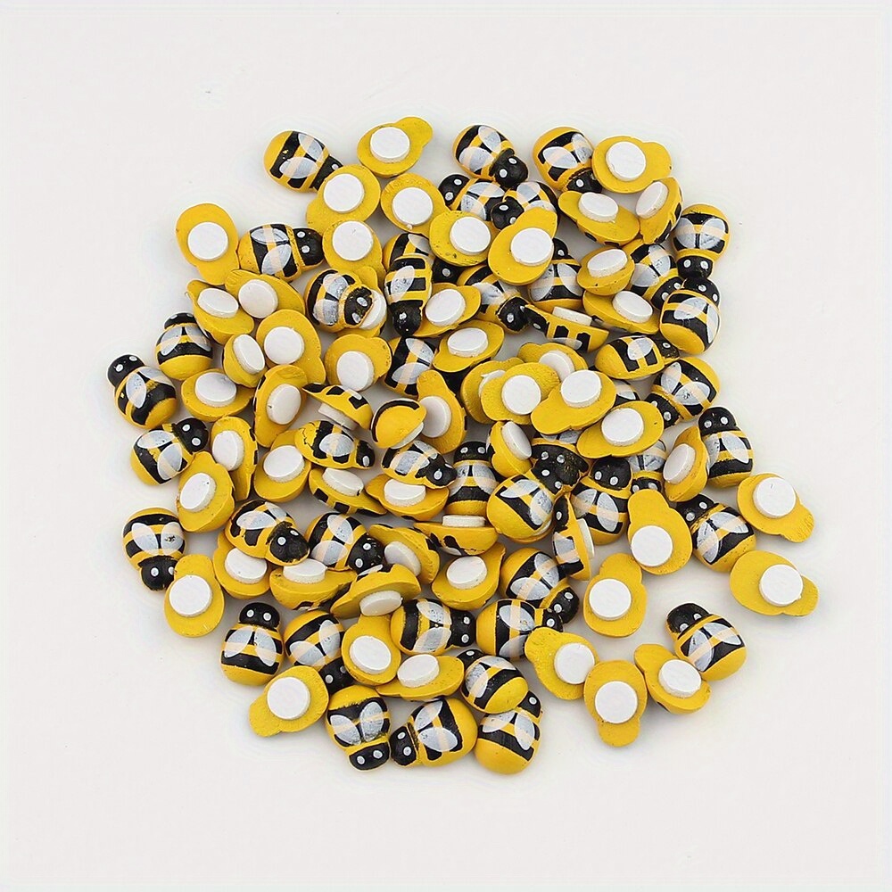 Image of 100pcs Wooden Self-adhesive Stickers Fridge Wall Scrapbooking Decoration Diy Crafts Embellishments 1.0*1.3cm