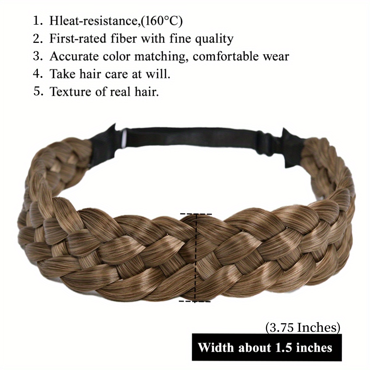 Synthetic Bohemian Plaited Headband Braids Hair Adjustable - Temu