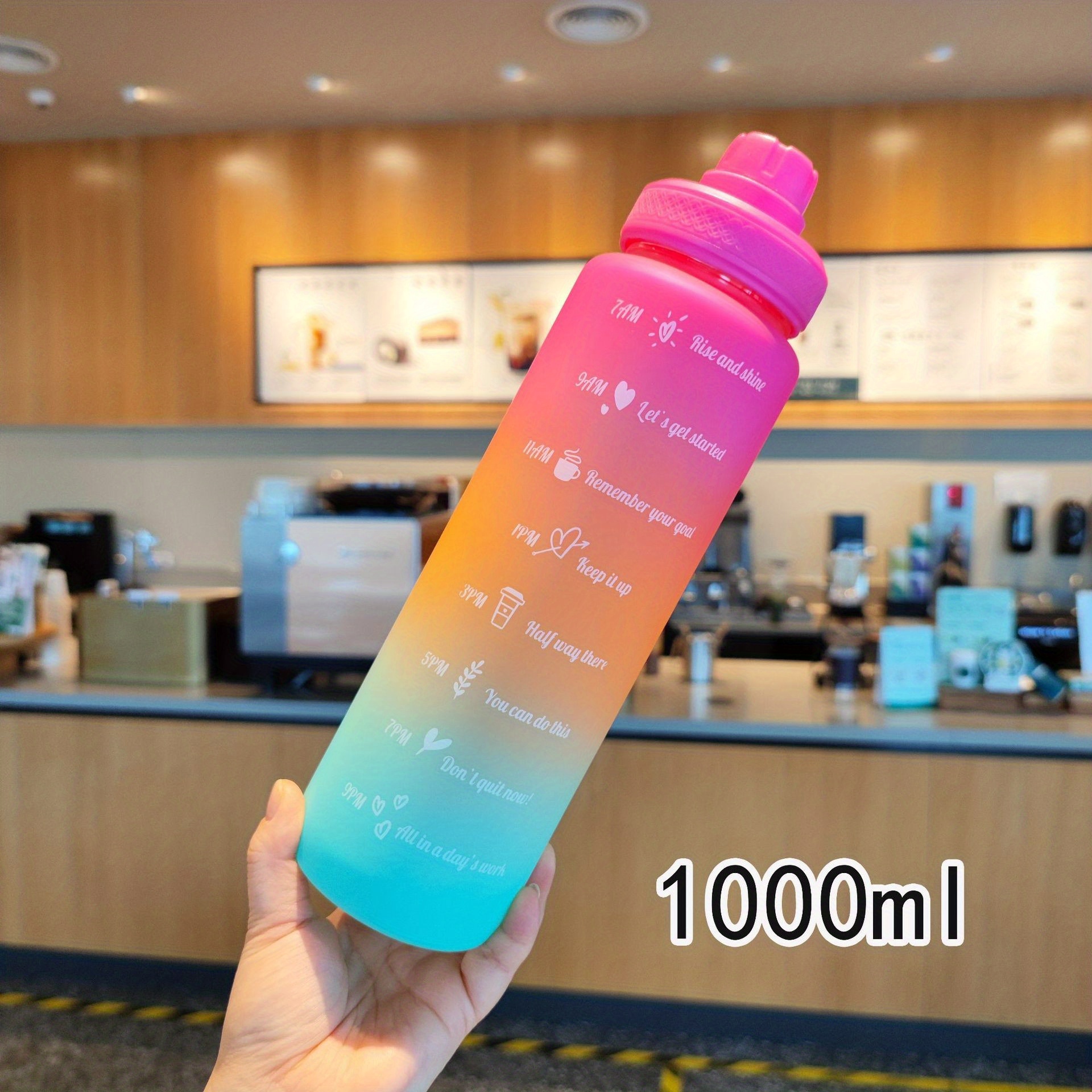 1pc Gradient Color Plastic Sport Water Bottle With Pop-up Straw