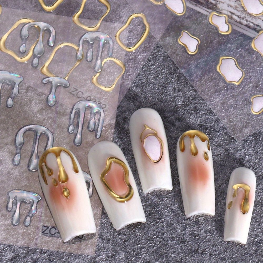 5d Embossed Nail Art Stickers Selfadhesive Nail Decals For Diy Nail