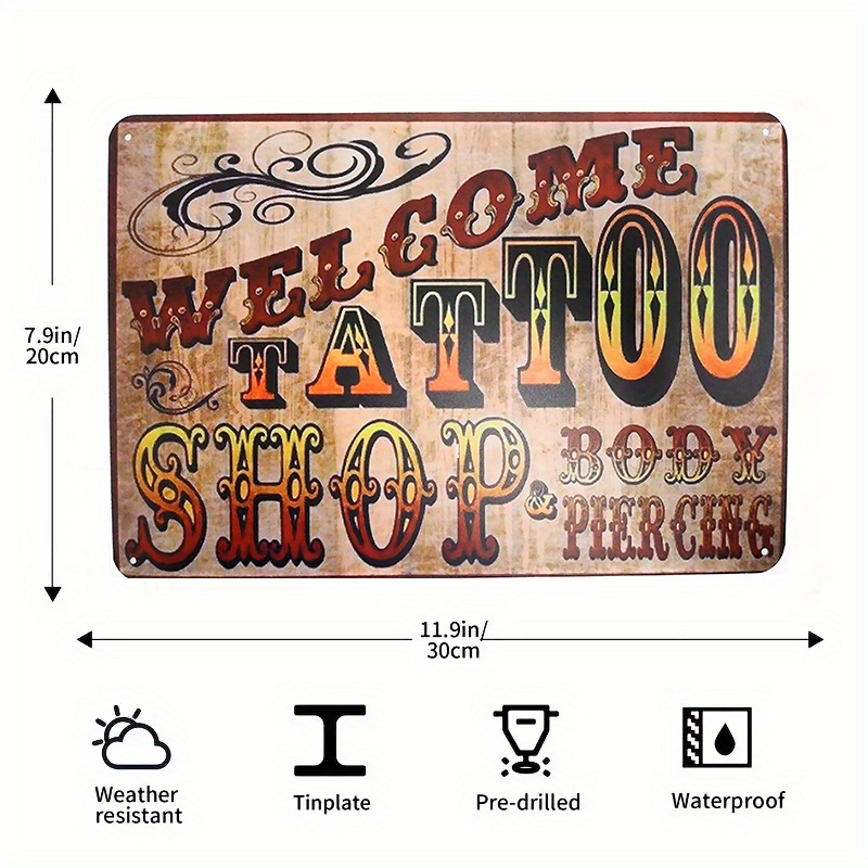 Personalized Tattoo Metal Sign Tattoo Shop Sign Tattoo Artist