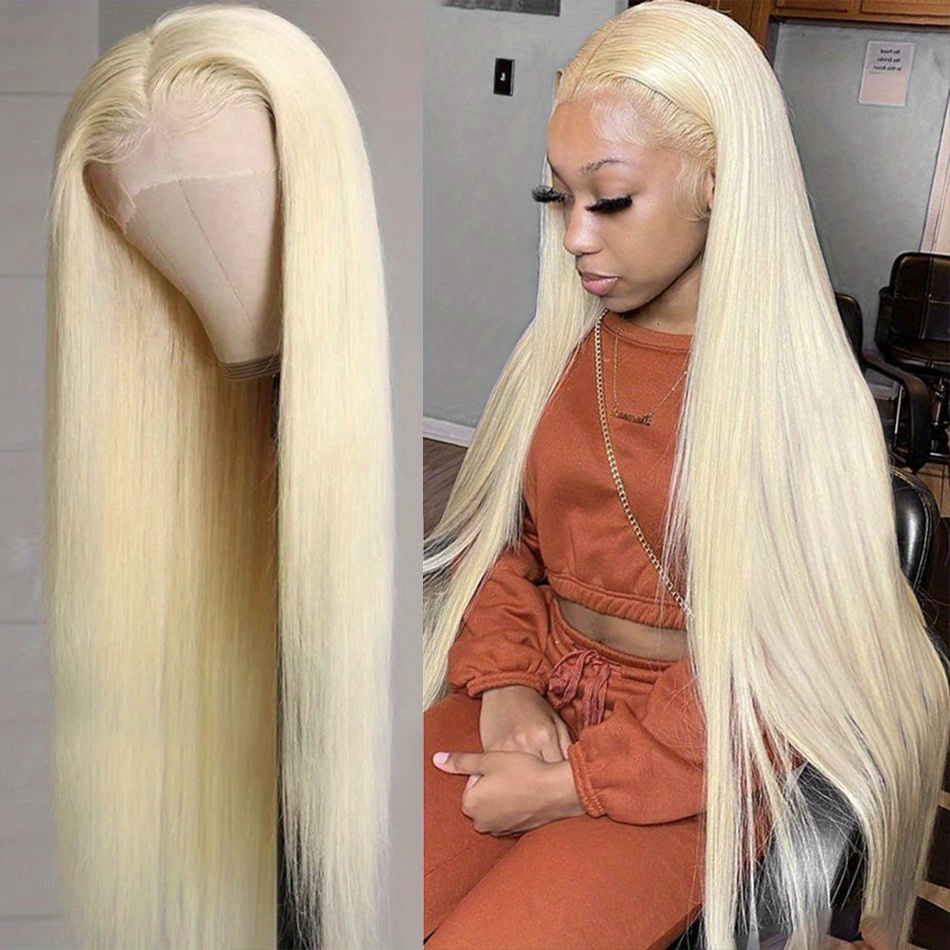 613 Blonde Straight Transparent 13x4 Lace Frontal Human Hair Temu