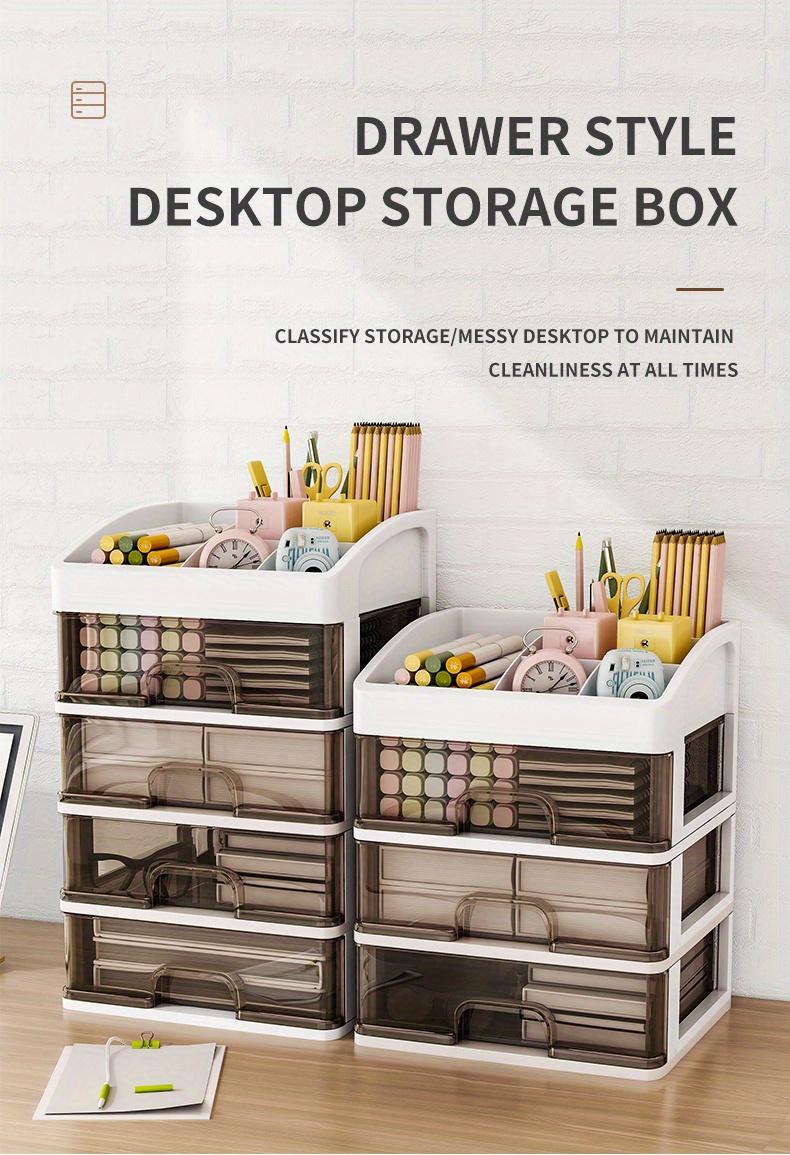 Transparent Drawer style Desktop Storage Box For - Temu