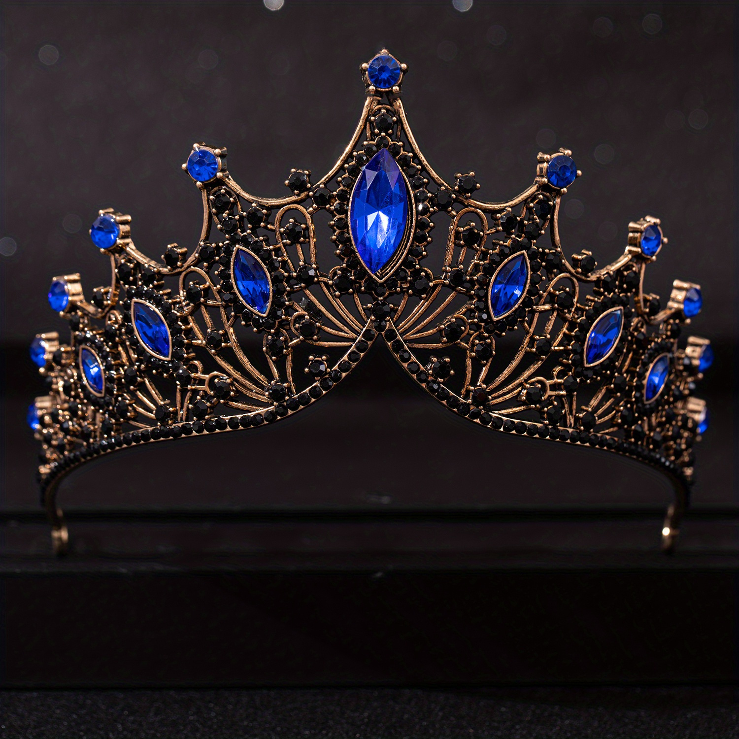 Coroncina tiara argento con pietre blu principessa bambina - Karabu srls