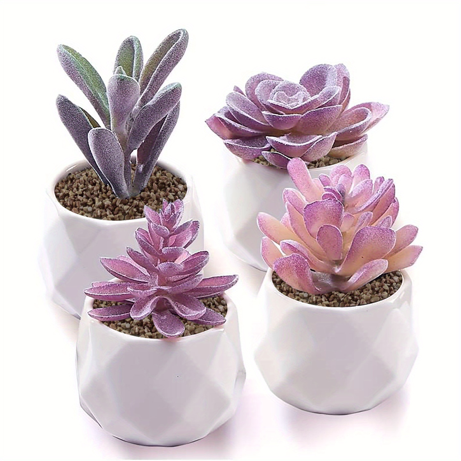 4pcs Fake Succulent Plant Set Artificial Succulent Plants Desk Decor ...