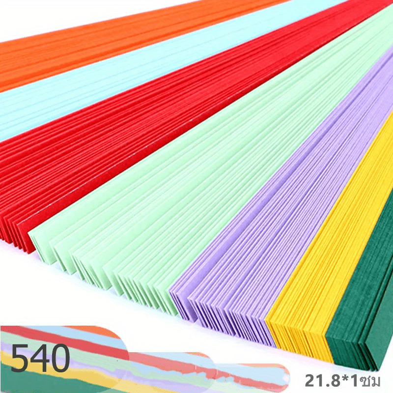 540 Sheets Origami Stars Paper Strips Double Sided Lucky Colorful Star Decoration 7 Assortment Color Folding Paper Strips for Gifts DIY Arts