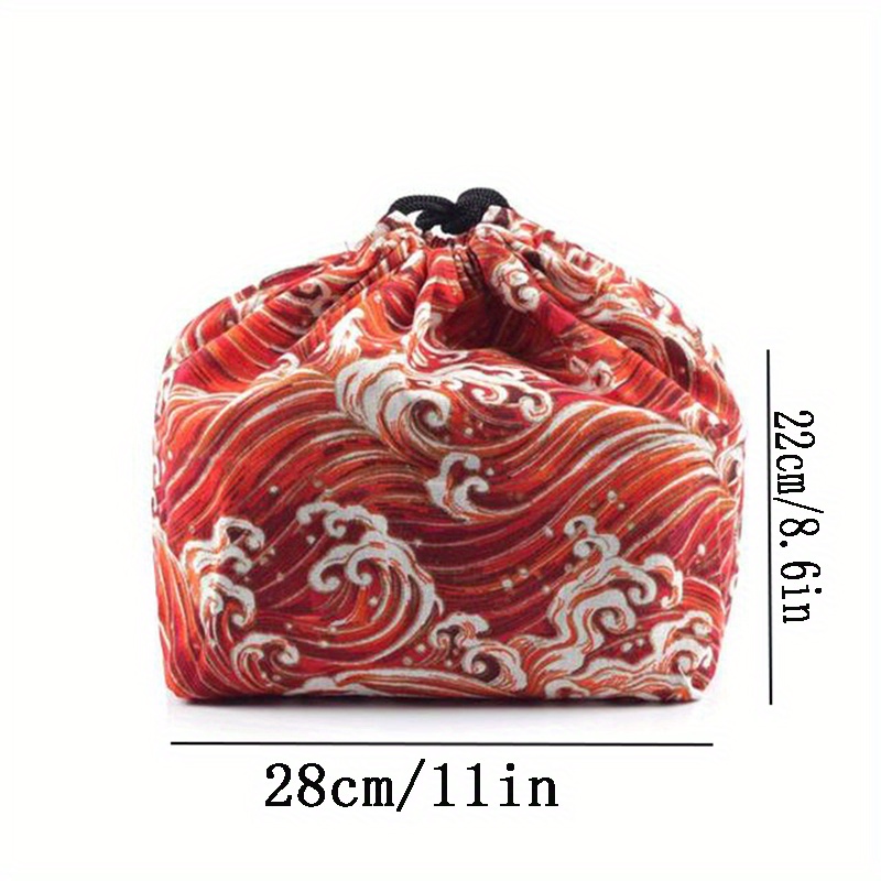 Drawstring Lunch Box Bag, Japanese Style Bento Box Bag, Linen