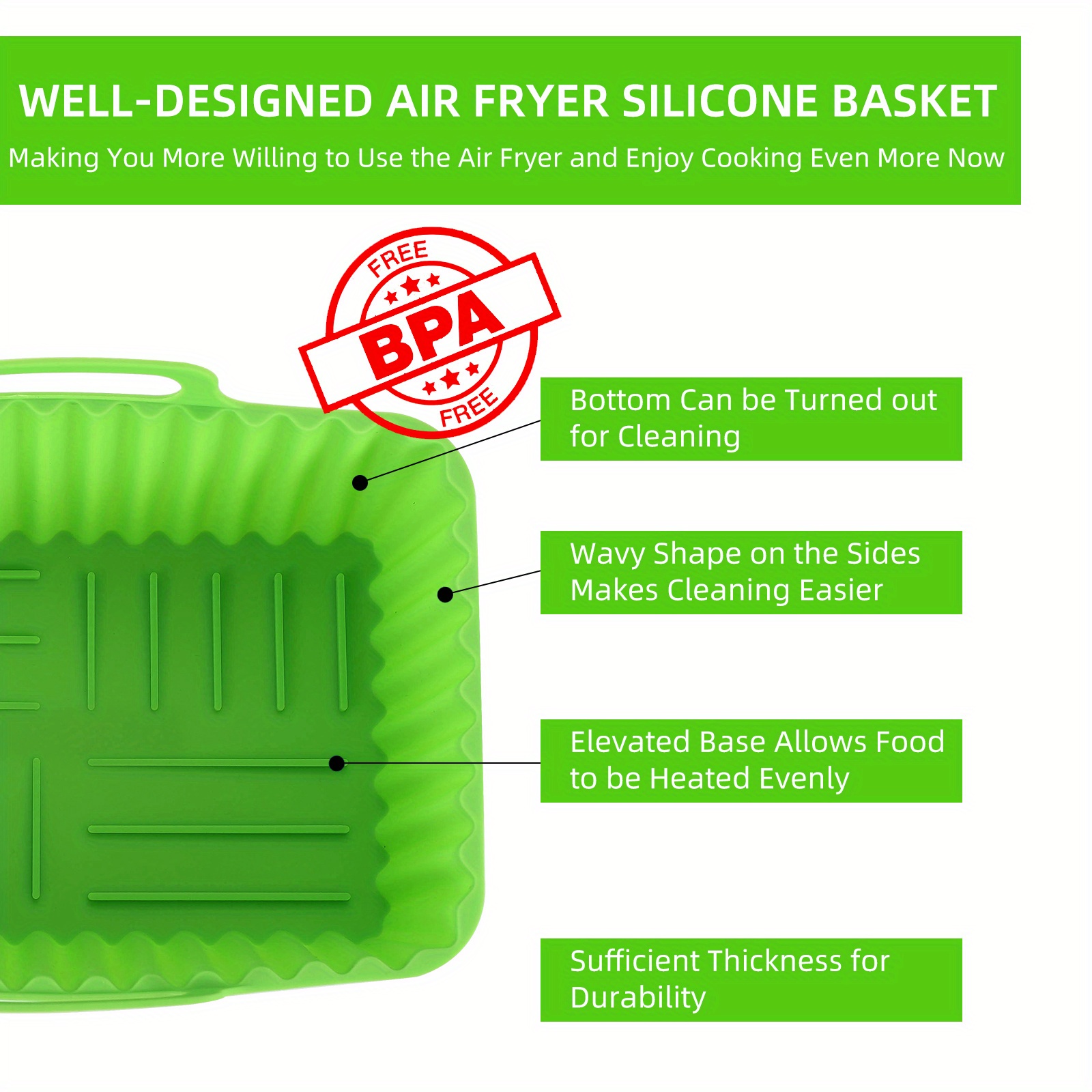  Air Fryer Silicone Liners Round(2) - Airfryer Liner Reusable  Basket- Air Fryer Basket Rubber Round Pot - Silicone Air Fryer Tray - Round  Baking Air Fryer Insert - Round Air Whirl