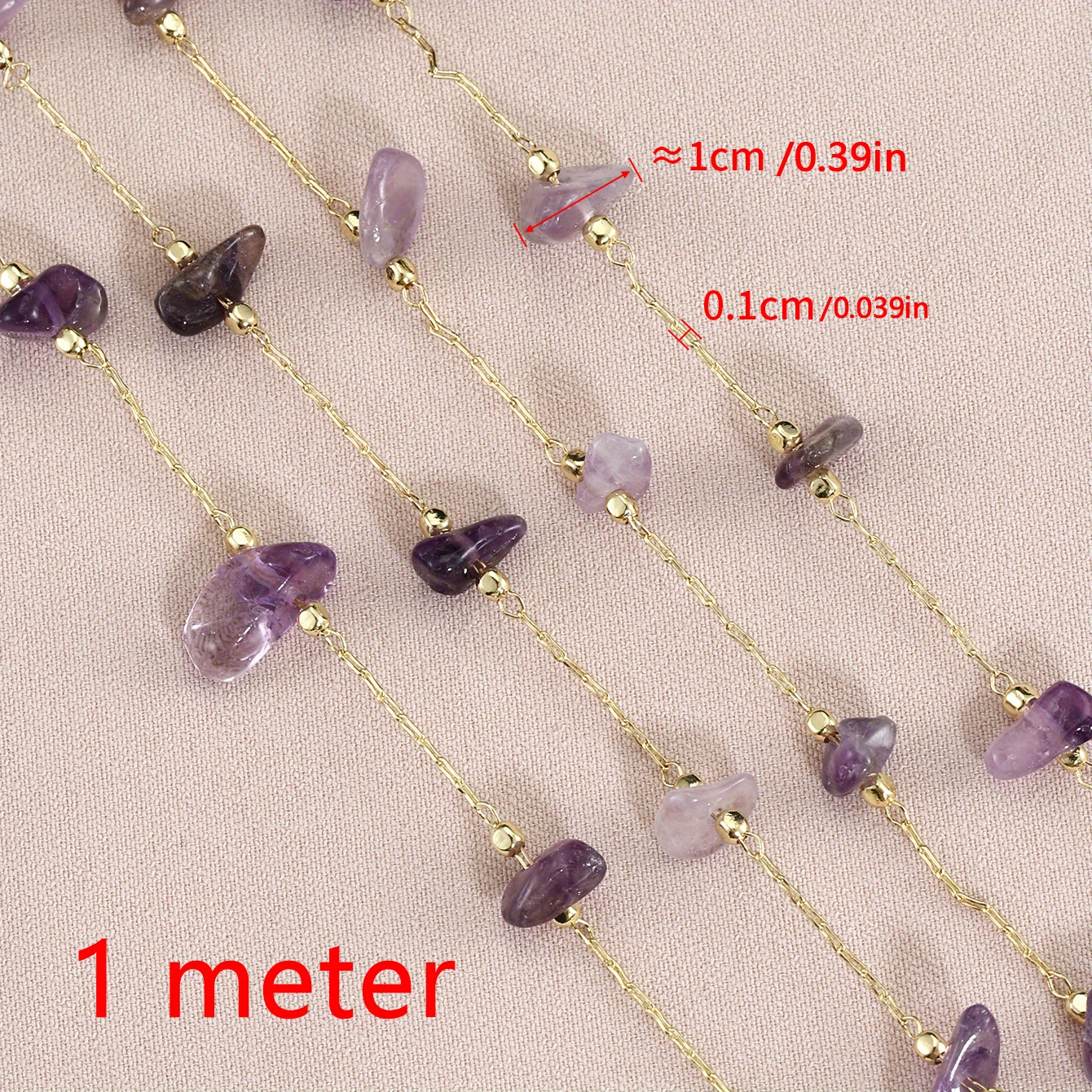 1meter Bohemian Style Crystal Irregular Stone Beaded Chain - Temu