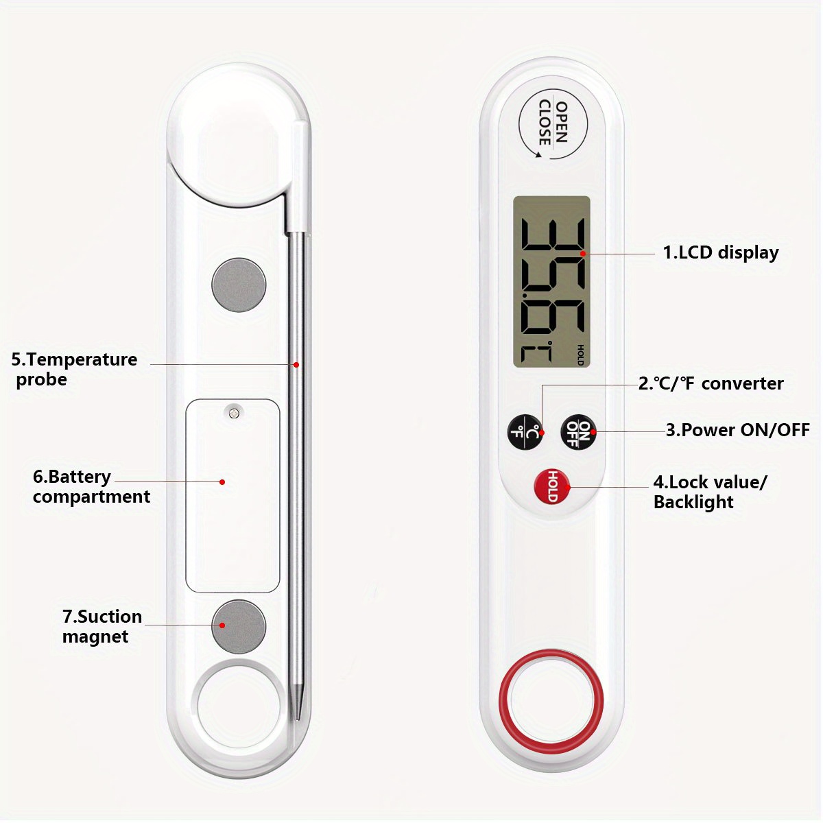 KegLand Instant Read Digital Thermometer w/ Folding Probe