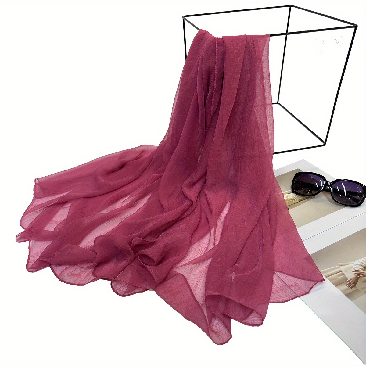 Breathable Gauze Scarf Hijab Solid Shawl Turban Sunscreen