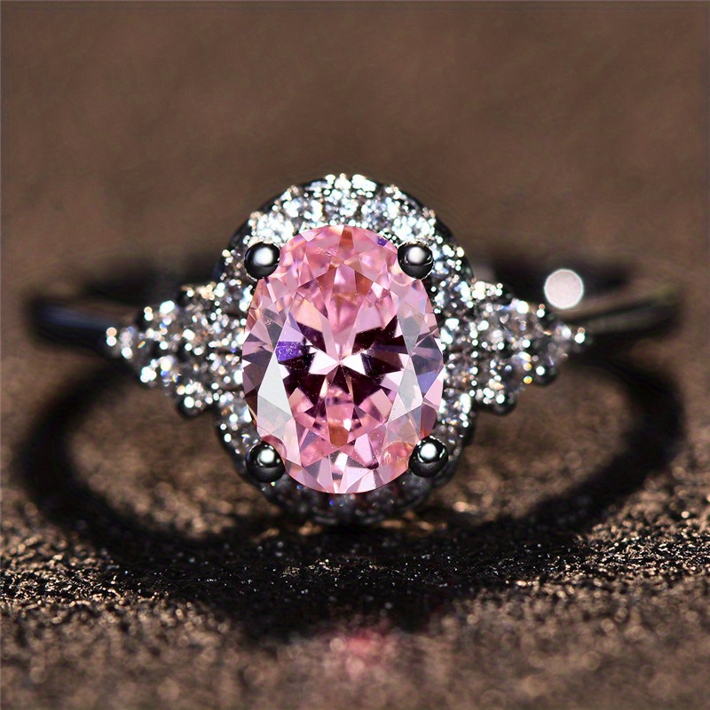 Red Oval Stone Ring with Accents Minimalist Thin Band Wedding Jewelry