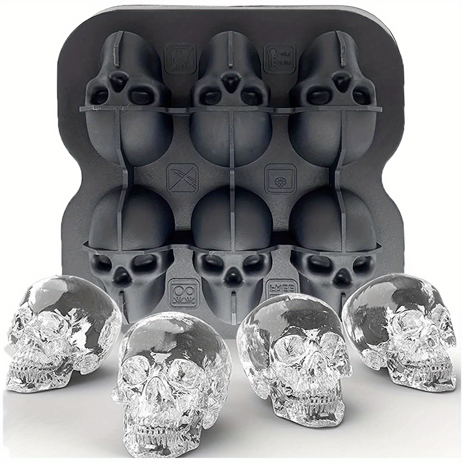 Large 3D Skull Ice Cube Tray With Funnel Silicone 4 Cavity Ice Mould For  Whiskey Wine Cocktail Ice Cube Maker Chocolate Mould - AliExpress