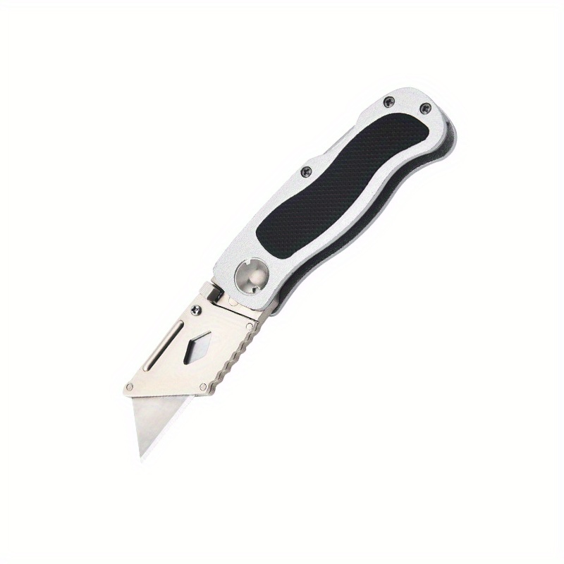 Heavy Duty Box Cutter With Clip Folding Utility Knife Portable Pocket Knife  Quick Change Blades Lock-Back Design Lightweight Aluminum Body Wood Handle  Knife Paper Cutter Outdoor Tools DIY Hand Tools Handle Pipe