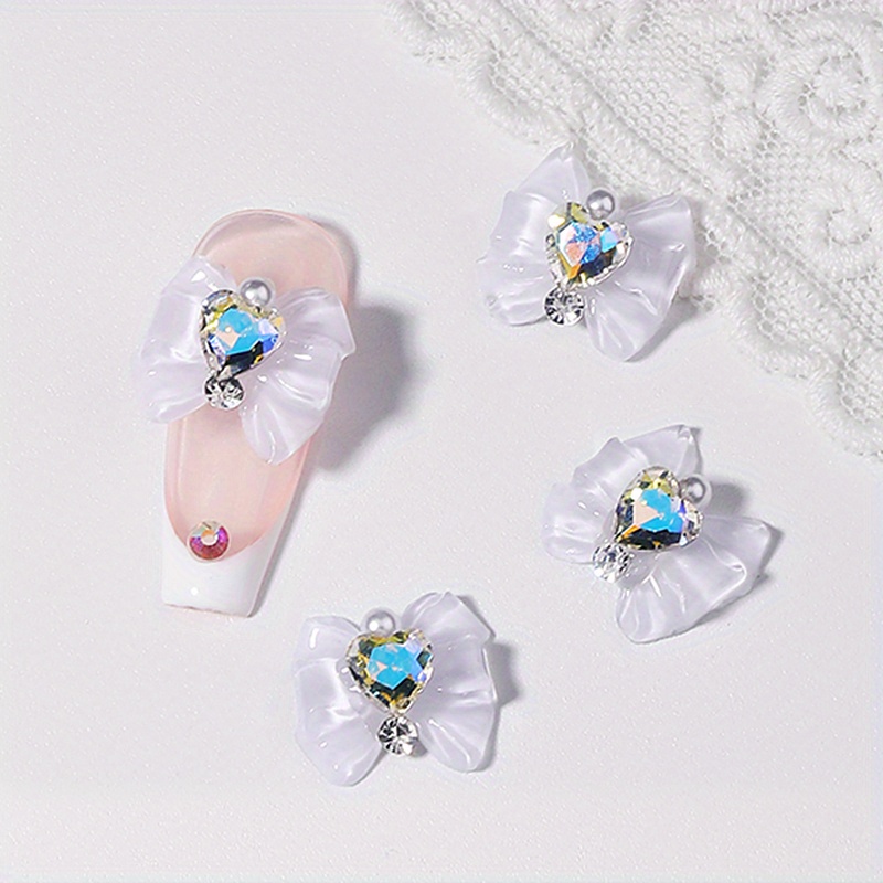 3D Bow & Heart Nail Decoration Resin Gems Charms DIY Nails