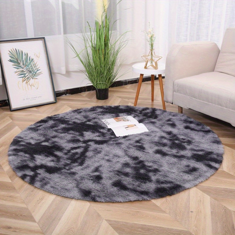 plush round area rug soft machine washable fluffy carpet for bedroom living room decor details 4