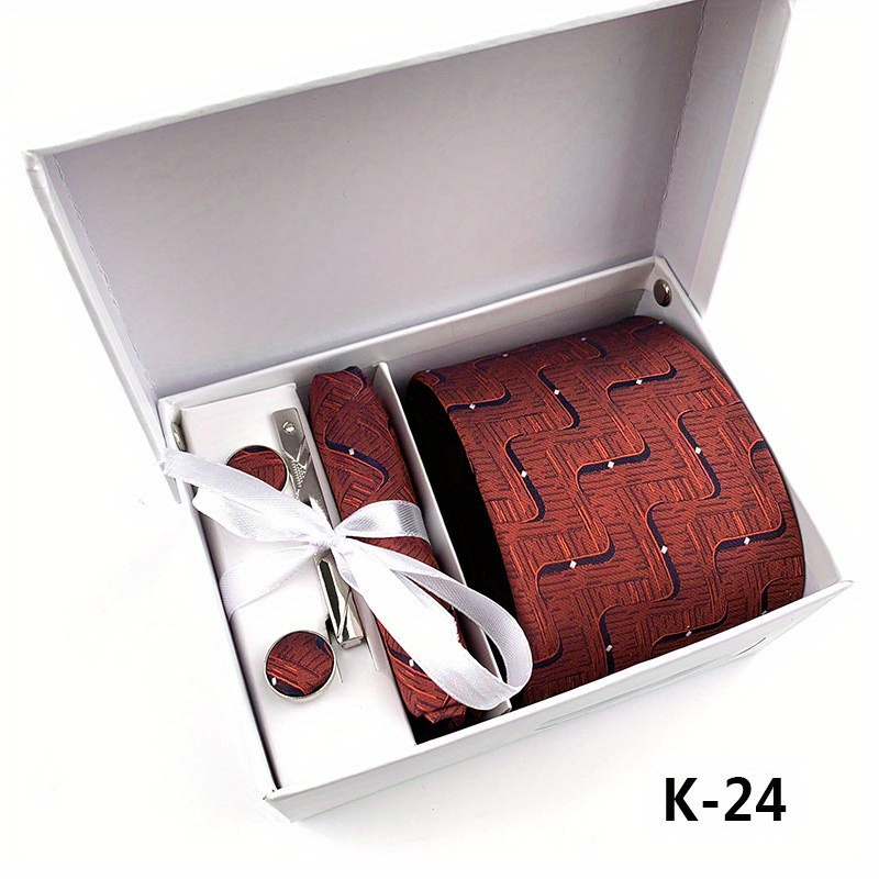 Men's Tie Dot Flower Striped Necktie Set