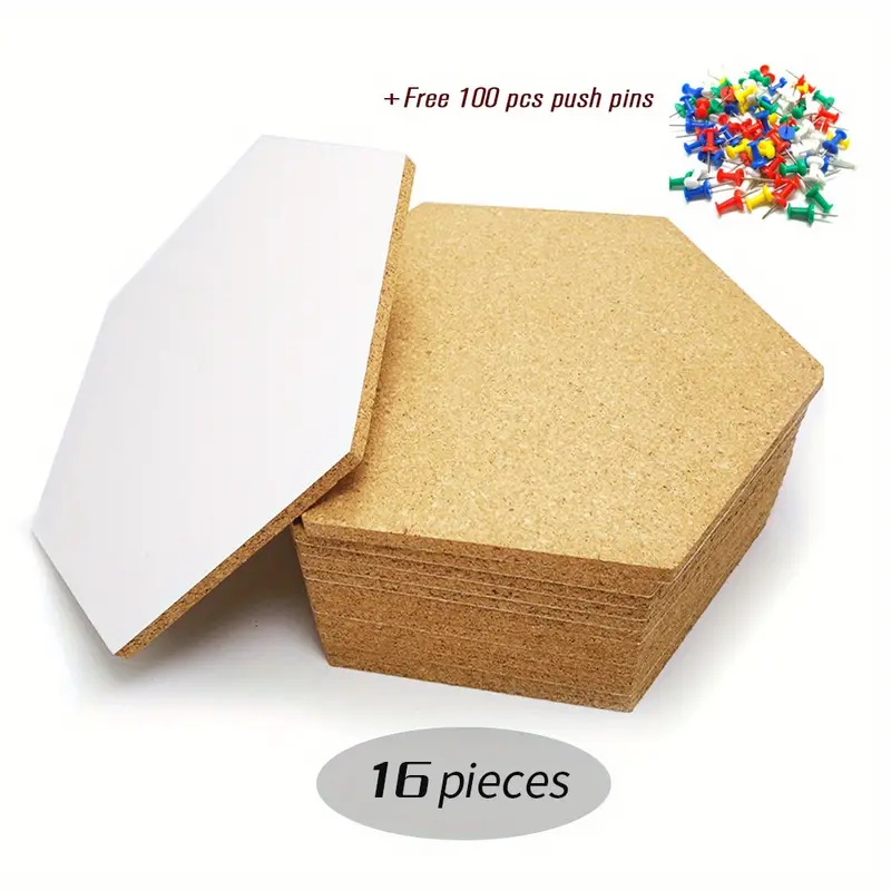 50 Pieces Cork Board Tiles Wall Bulletin Boards with Full Sticky Backing Cork Sheets Cork Tiles for Painting Pictures Notes Drawing Photos Hexagon