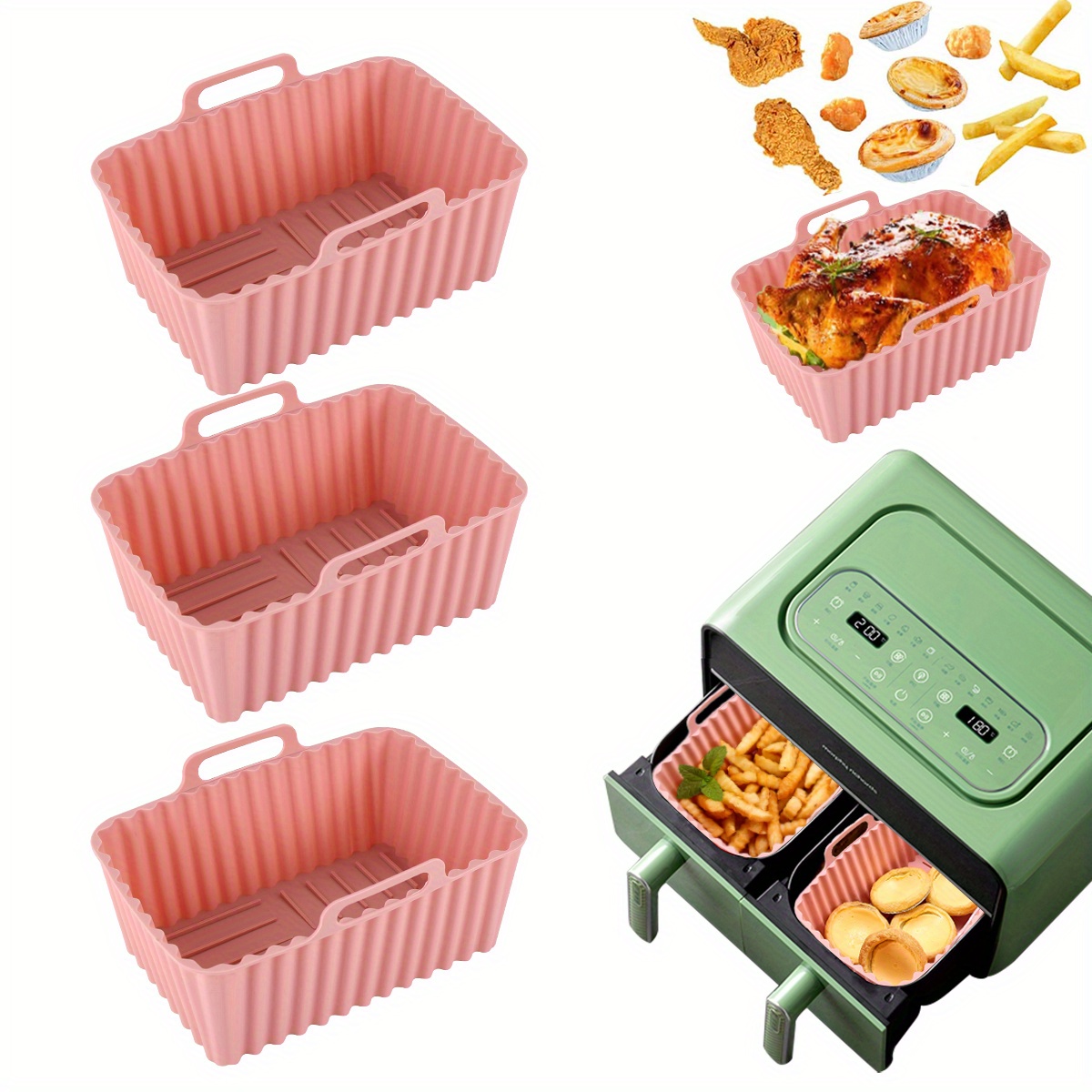 Reusable Collapsible Silicone Air Fryer Liners For Ninja Af - Temu