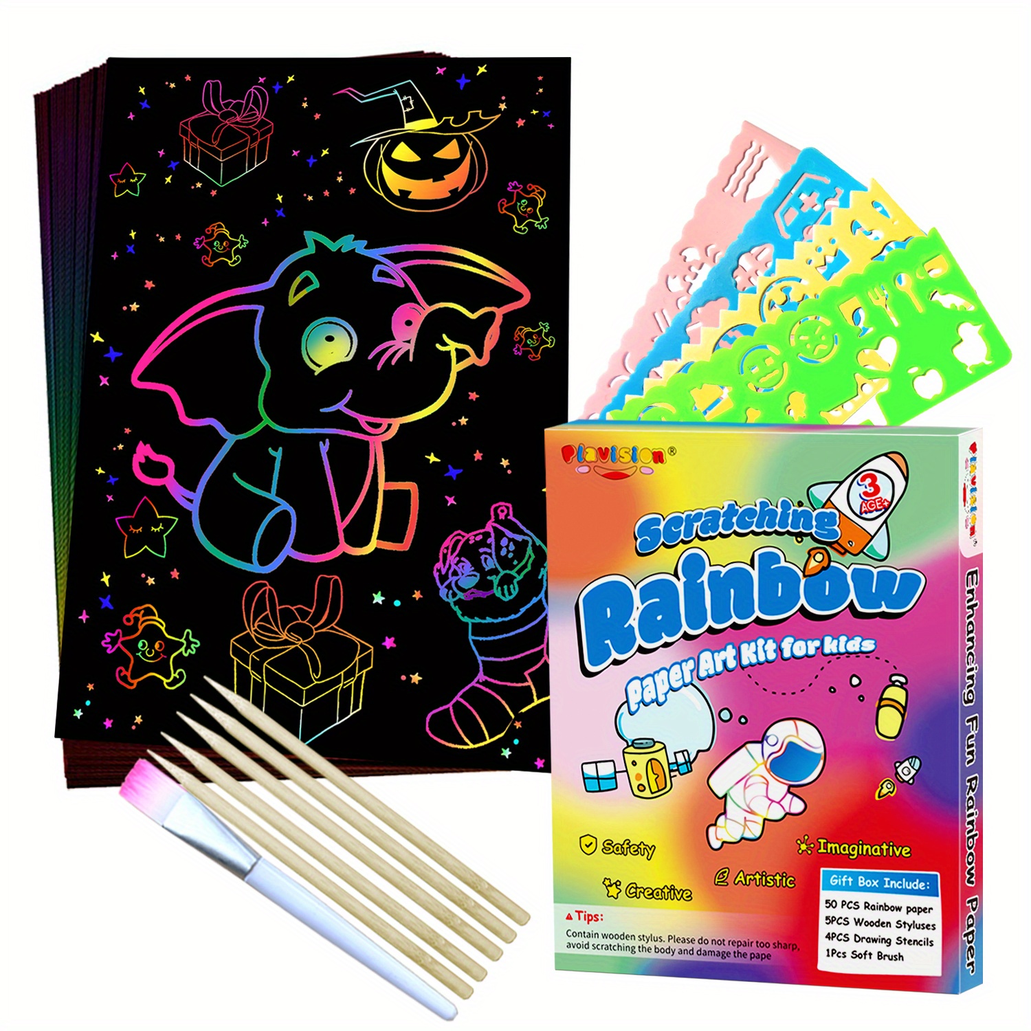 Scratch Paper Art Set For 3 4 5 6 7 Year Old Boy And Girl 50pcs