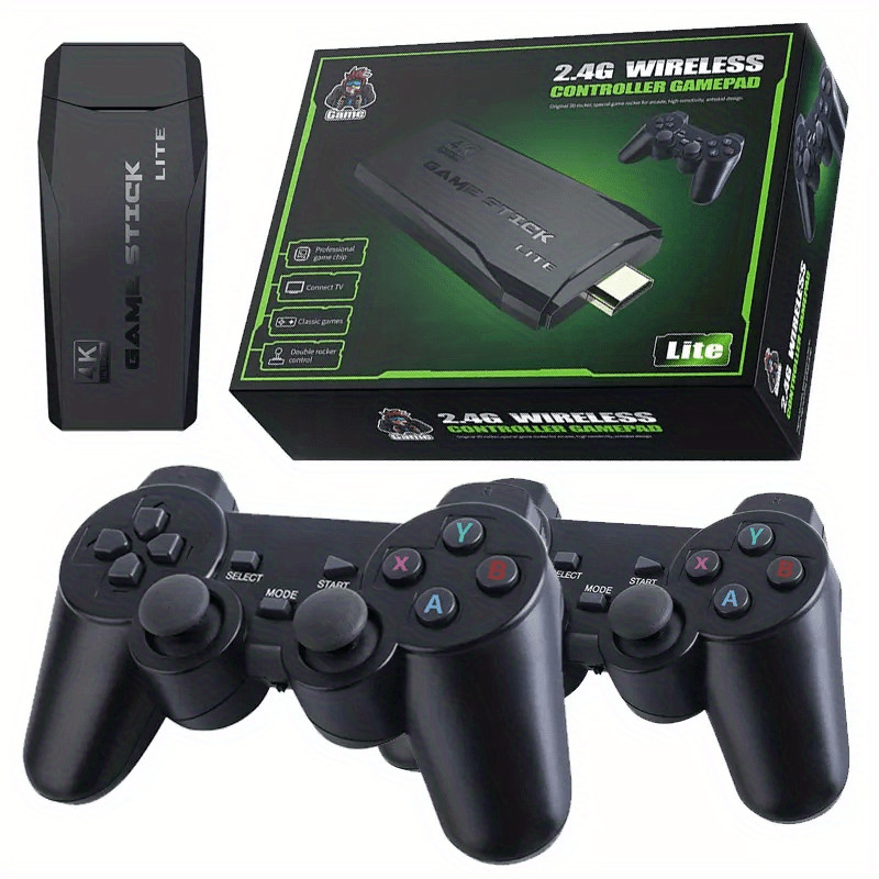 4K M8 HD Game Stick Lite Video Game Console 64GB 10000 Games Retro Game  Console Wireless Controller For GBA PS1 Kids Gift