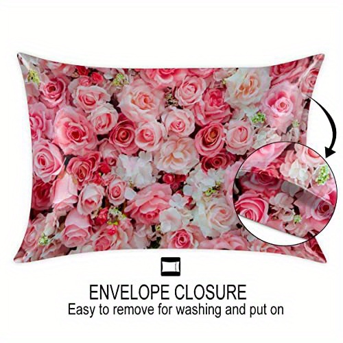 1pc satin pillowcase for hair and skin floral pattern pillowcase with envelope opening and closing 20 x 26inch details 3