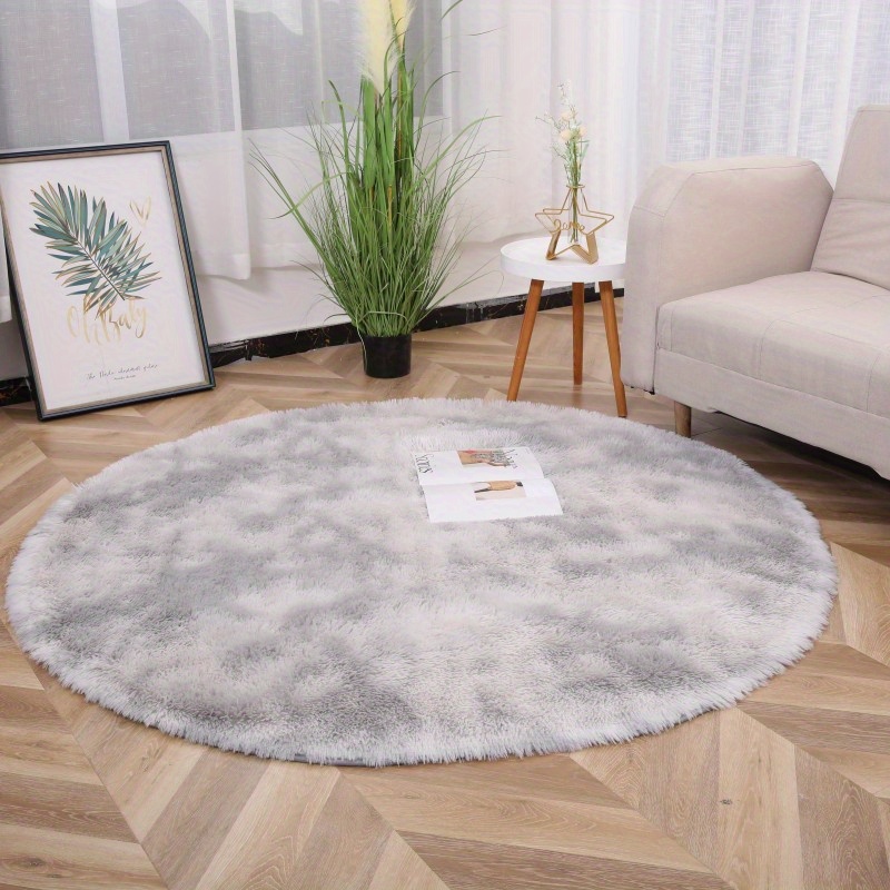 plush round area rug soft machine washable fluffy carpet for bedroom living room decor details 1