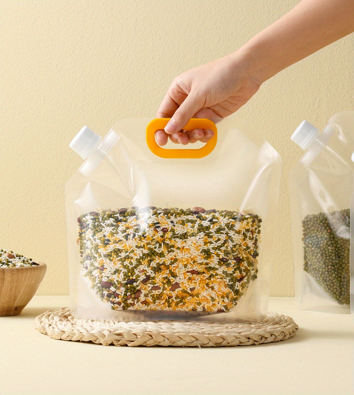 5pcs Grain Storage Bags Transparent Grain Storage Bags Cereal