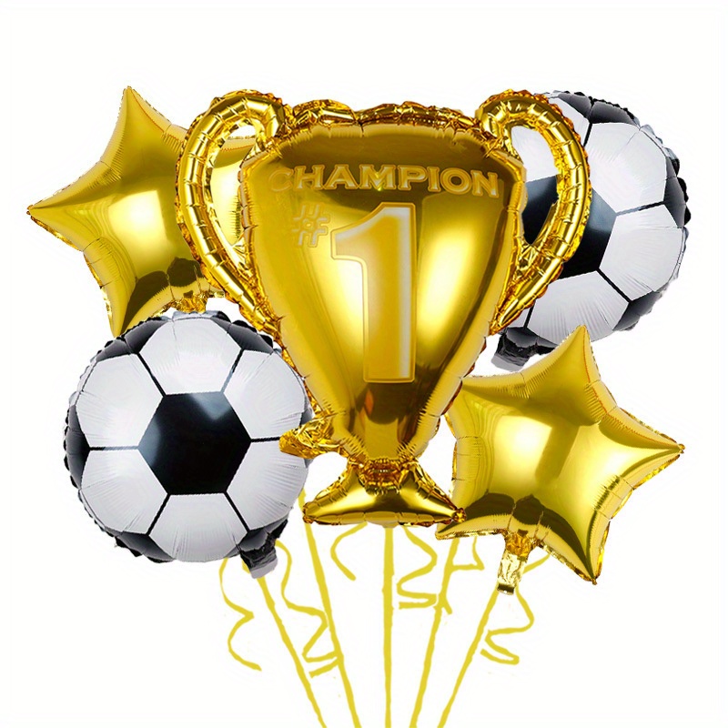 Decoración de fiesta de cumpleaños de fútbol, 106 globos de papel de  aluminio de fútbol para la Copa del Mundo, globos de látex verde, amarillo  y