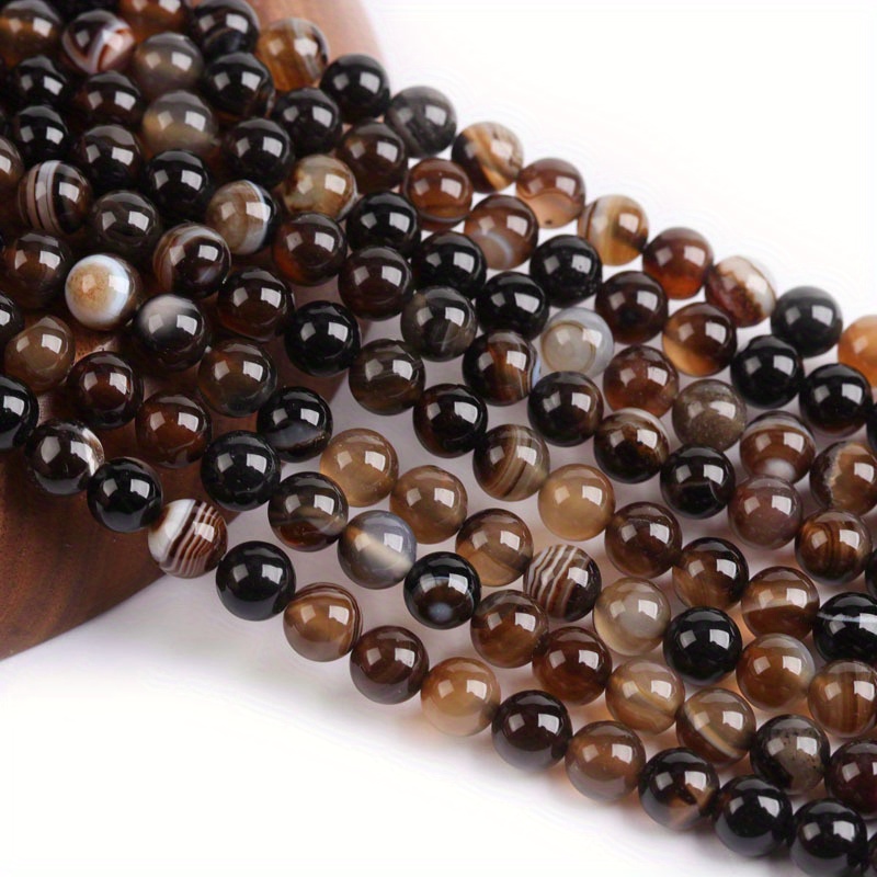 1 Strand Natural Deep Coffee Stripe Onyx Gemstones - Temu