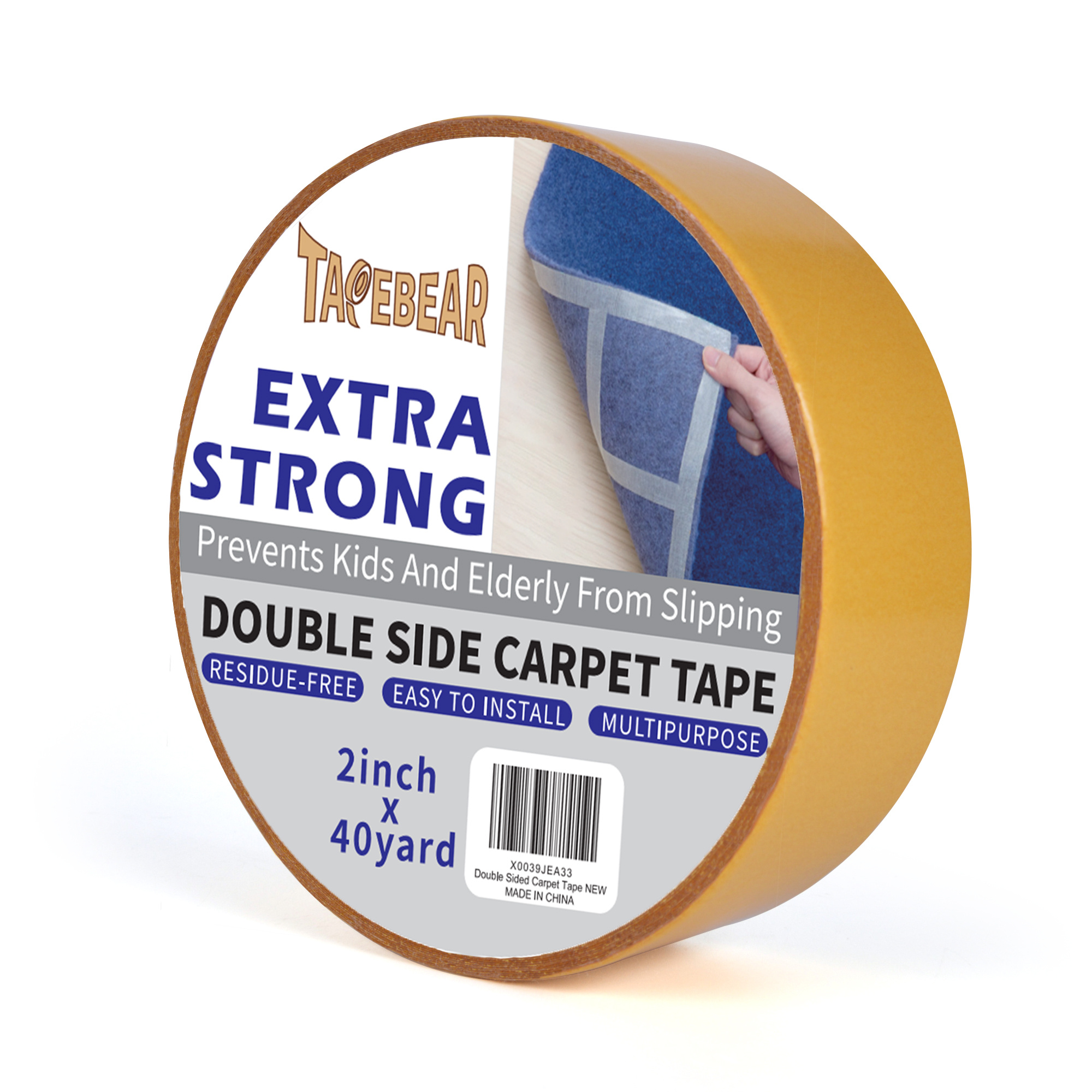 20M Double Sided Fabric Tape Heavy Duty Residue Free Stick Carpet