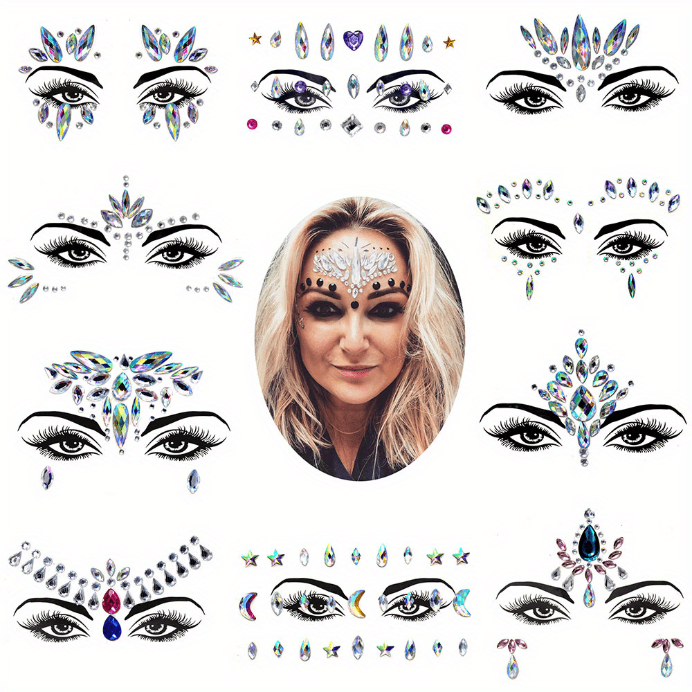 Face Body Makeup Stickers Art Party Electric Syllables Music - Temu