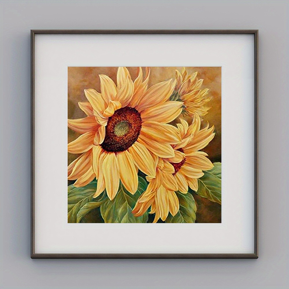 Without Frame Diy 5d Diamond Painting Set Sunflower Diamond - Temu