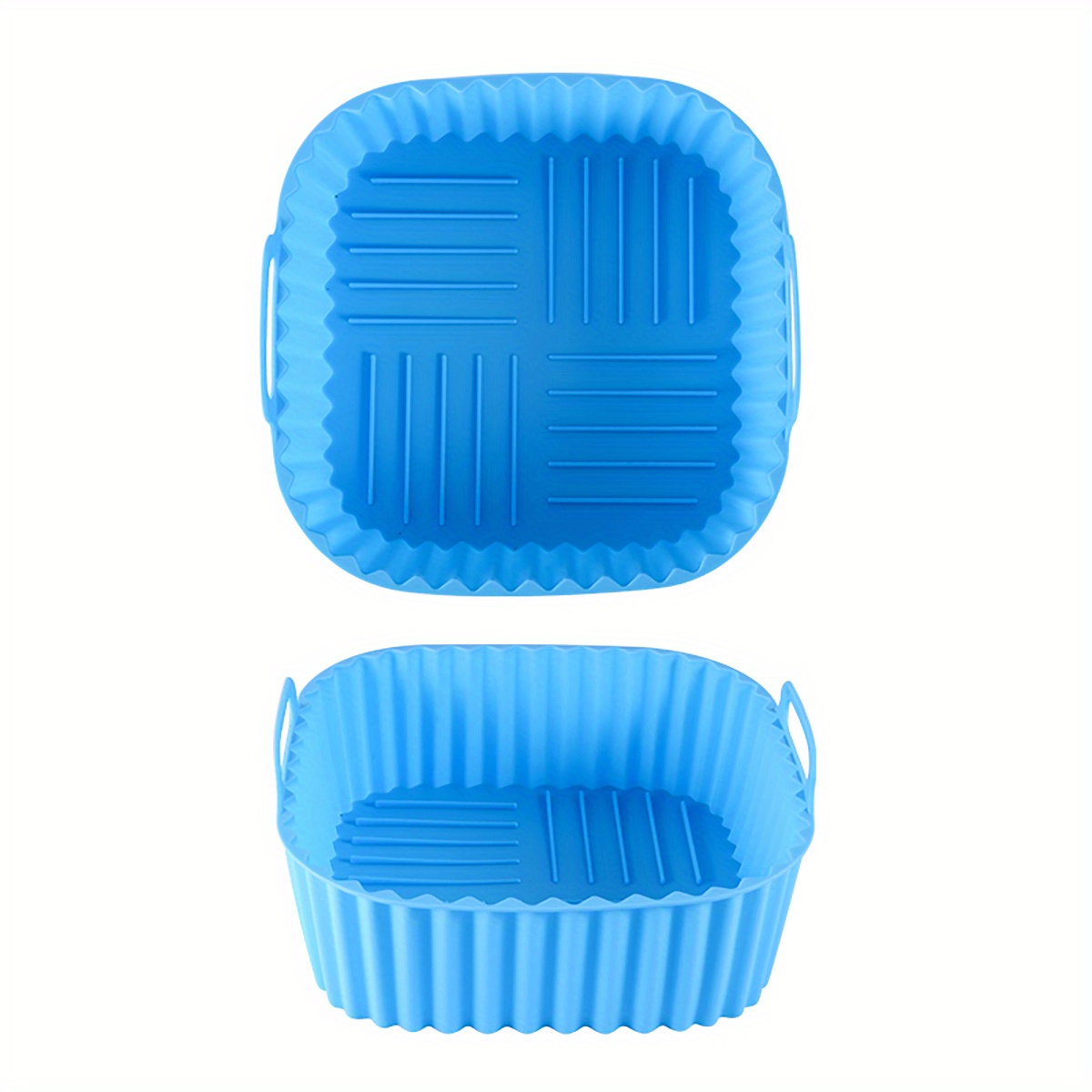 Air Fryer Silicone Liners 9 Inch Square Reusable Air Fryer Reusable Basket  For 6 to 9QT, 2 PCS Square Air Fryer Pot Insert for Oven Microwave
