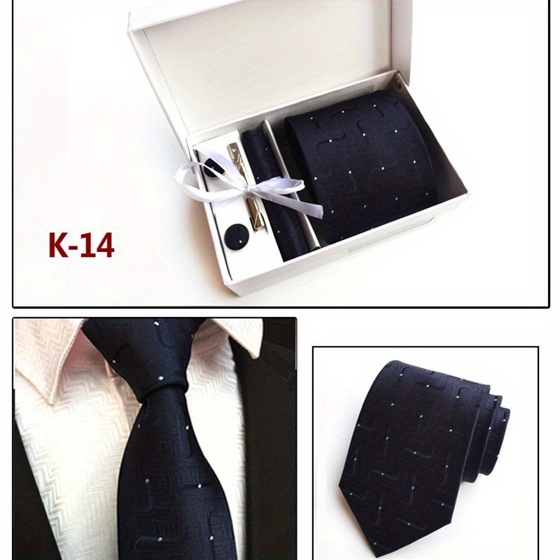 Men's Tie Dot Flower Striped Necktie Set