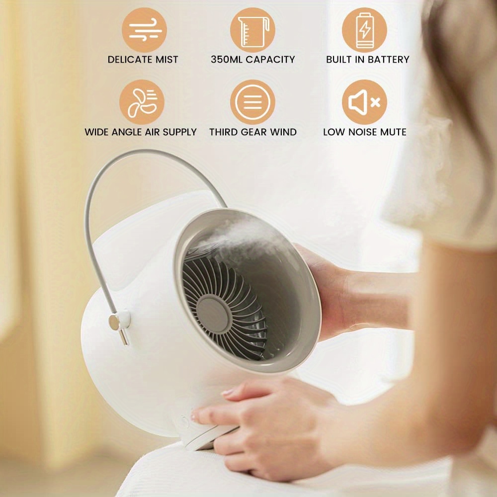 1pc portable air conditioner fan mini air conditioner cooling fan desktop double spray humidifier with night light quiet personal air cooler with 3 speed fan for bedroom office outdoor details 0